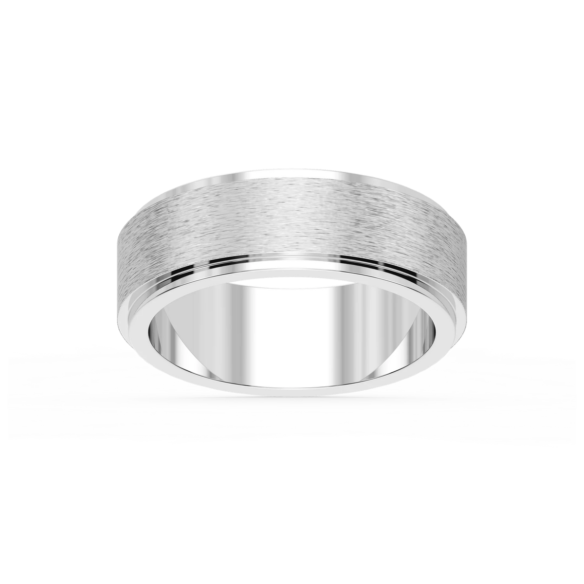 Tyler 6.00mm Step Edge Plain Metal Band - 14K White Gold / Cross Satin