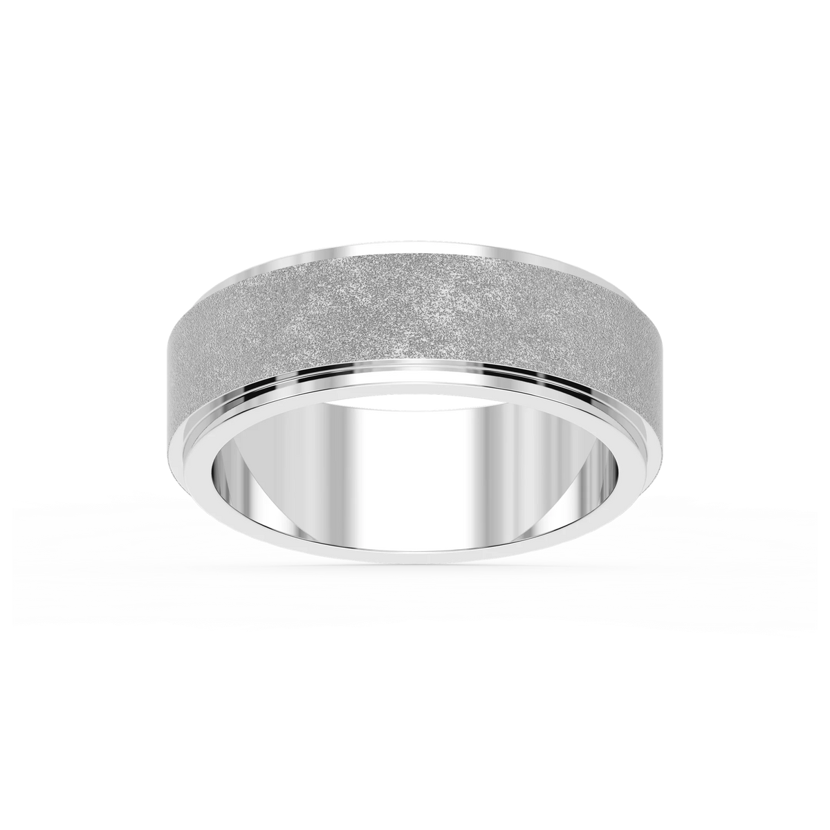 Tyler 6.00mm Step Edge Plain Metal Band - 14K White Gold / Sandblast