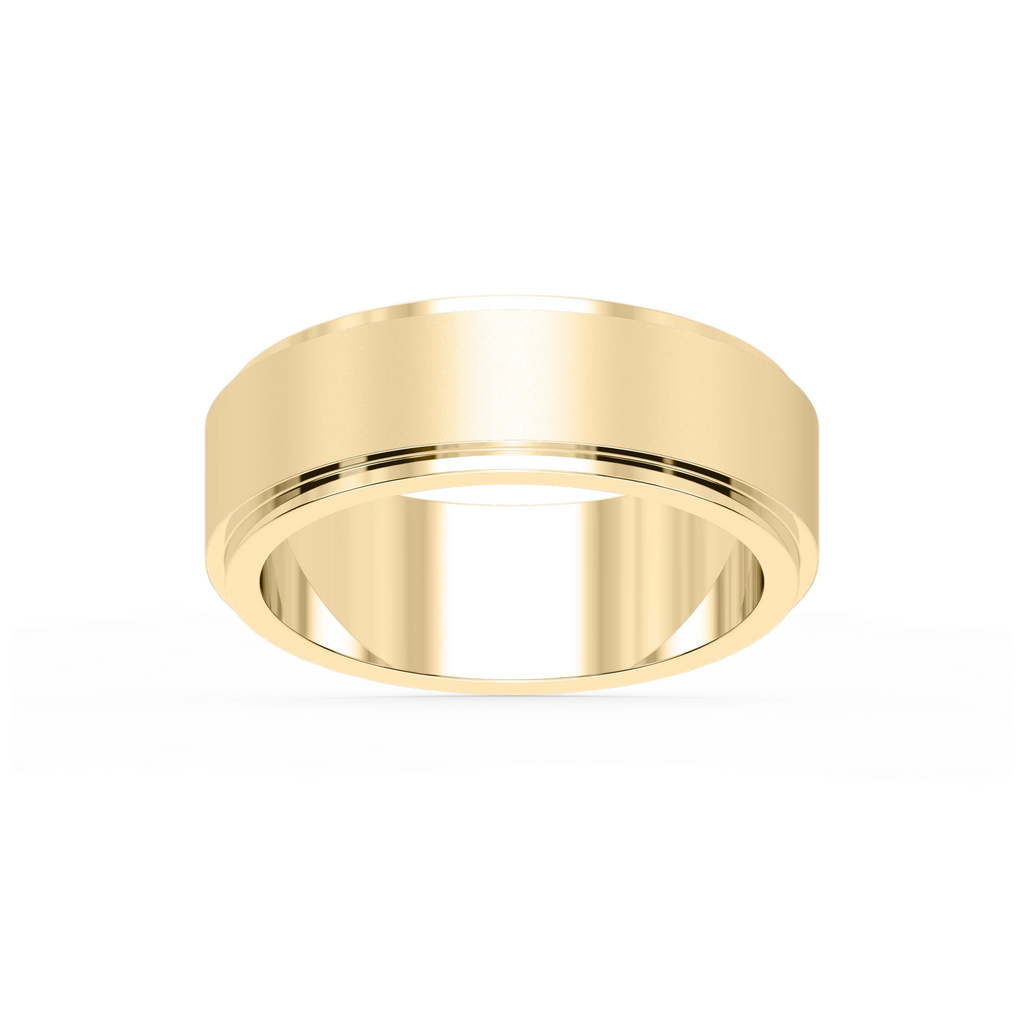 Tyler 6.00mm Step Edge Plain Metal Band - 14K Yellow Gold / Glass Bead