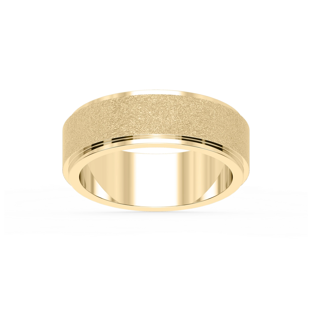 Tyler 6.00mm Step Edge Plain Metal Band - 14K Yellow Gold / Wire Matte