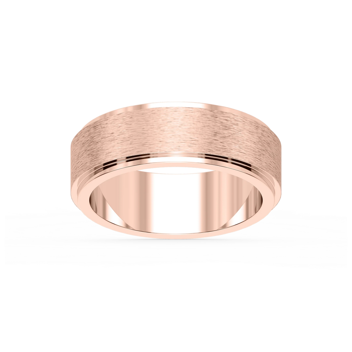 Tyler 6.00mm Step Edge Plain Metal Band - 14K Rose Gold / Cross Satin