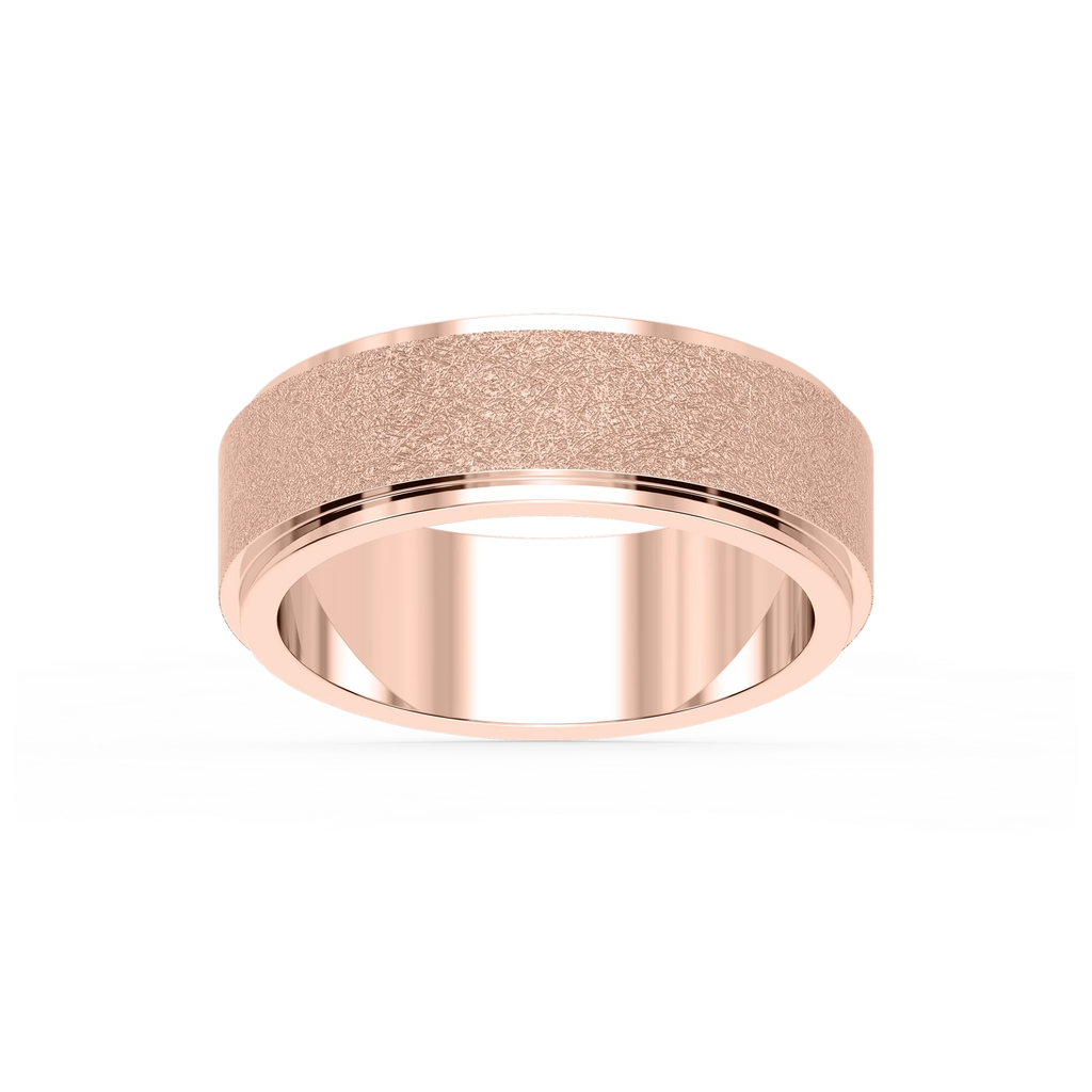 Tyler 6.00mm Step Edge Plain Metal Band - 14K Rose Gold / Wire Matte