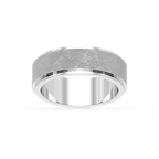 Tyler 6.00mm Step Edge Plain Metal Band - 18K White Gold / Sandblast