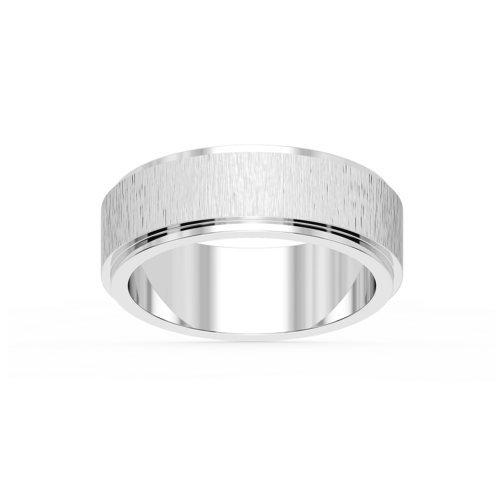 Tyler 6.00mm Step Edge Plain Metal Band - 18K White Gold / Satin
