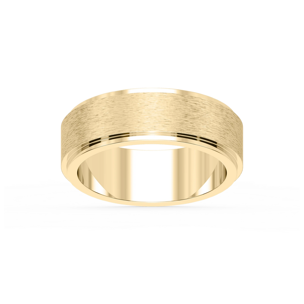 Tyler 6.00mm Step Edge Plain Metal Band - 18K Yellow Gold / Cross Satin