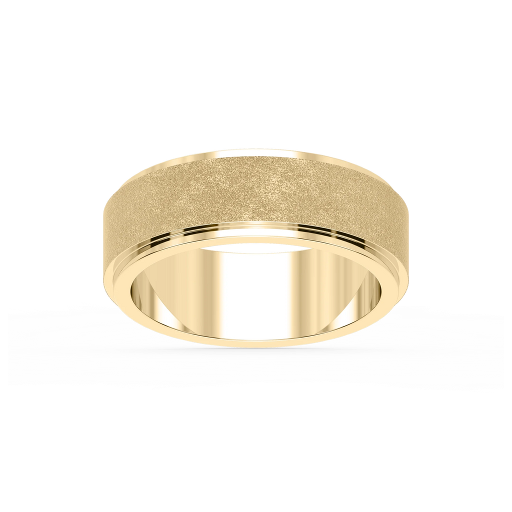 Tyler 6.00mm Step Edge Plain Metal Band - 18K Yellow Gold / Sandblast