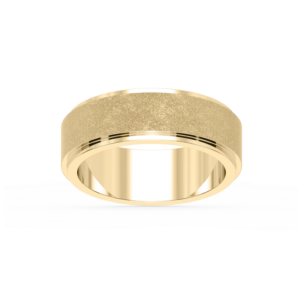 Tyler 6.00mm Step Edge Plain Metal Band - 18K Yellow Gold / Sandblast