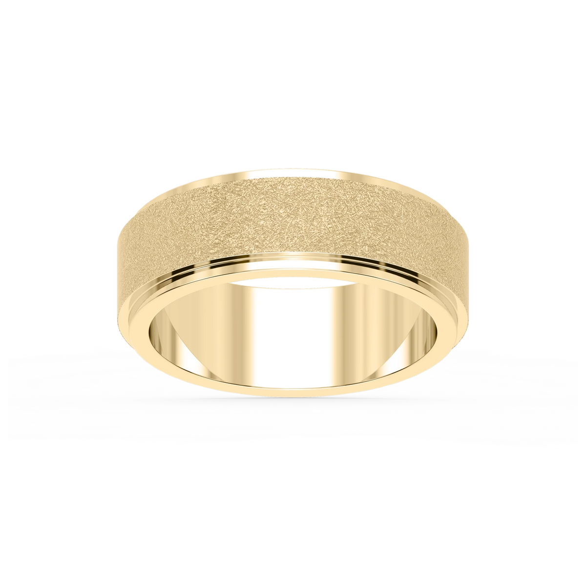 Tyler 6.00mm Step Edge Plain Metal Band - 18K Yellow Gold / Wire Matte