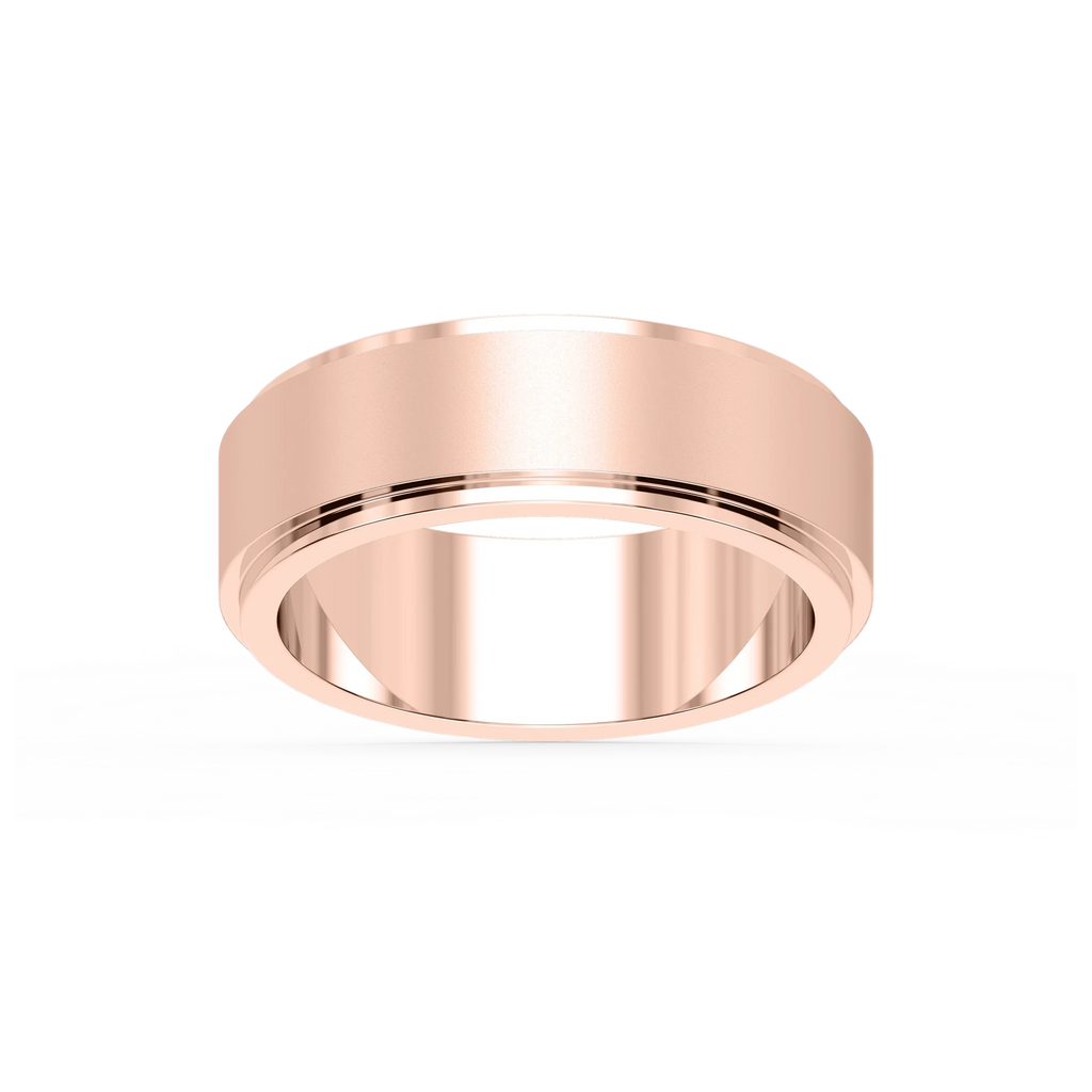Tyler 6.00mm Step Edge Plain Metal Band - 18K Rose Gold / Glass Bead