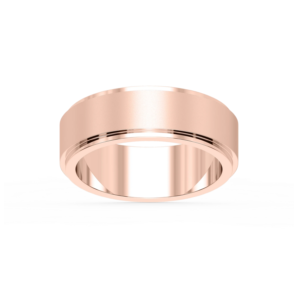 Tyler 6.00mm Step Edge Plain Metal Band - 18K Rose Gold / Glass Bead