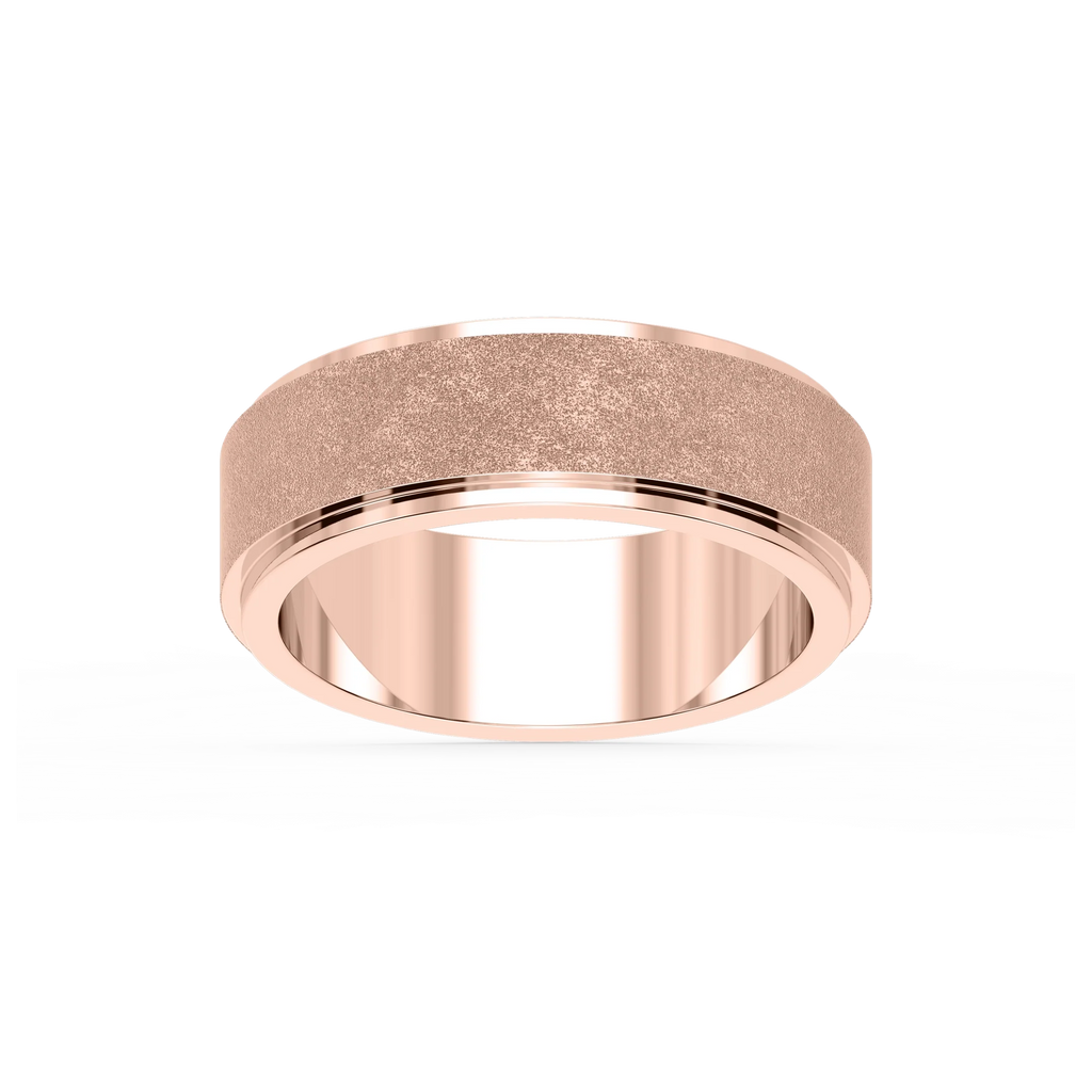 Tyler 6.00mm Step Edge Plain Metal Band - 18K Rose Gold / Sandblast