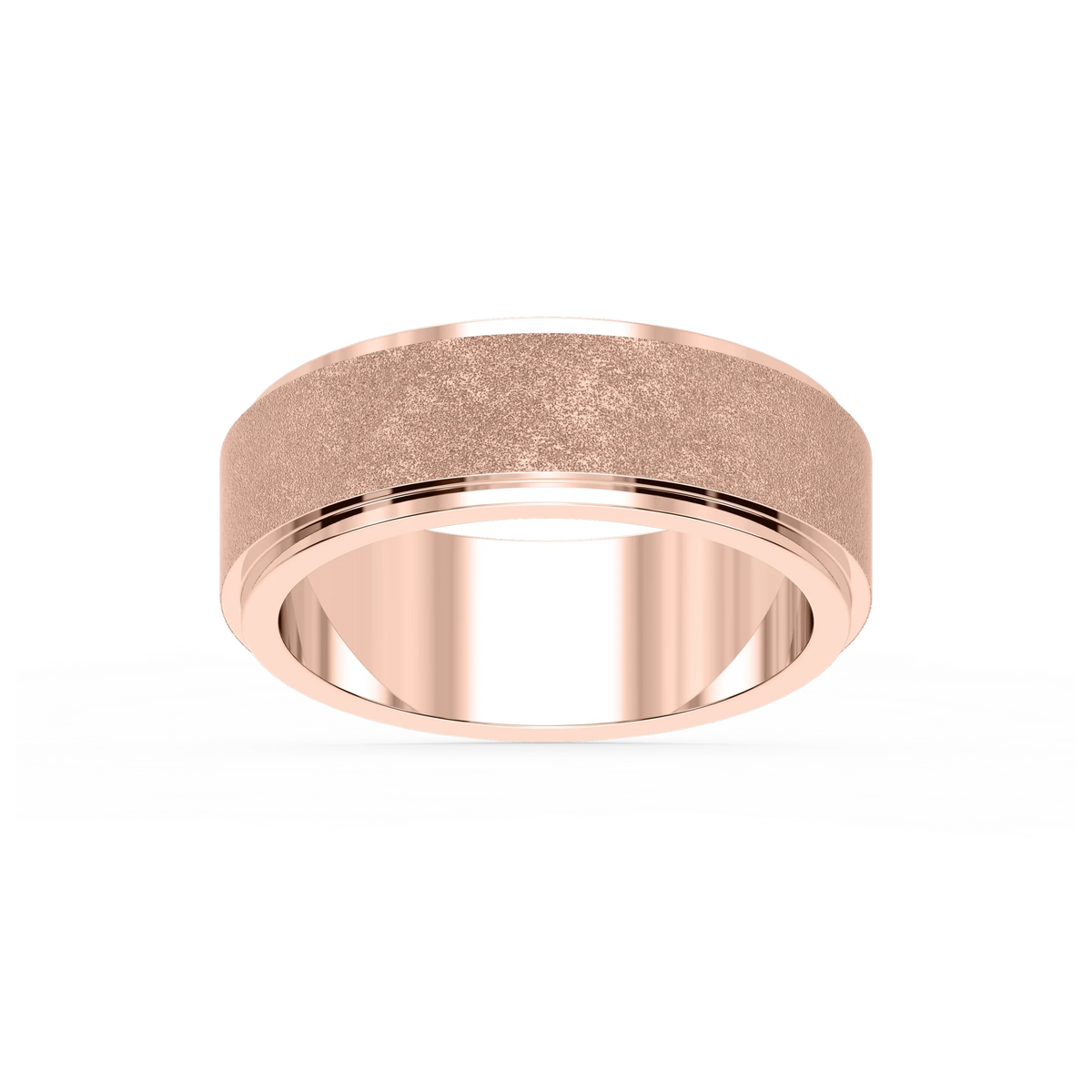 Tyler 6.00mm Step Edge Plain Metal Band - 18K Rose Gold / Sandblast