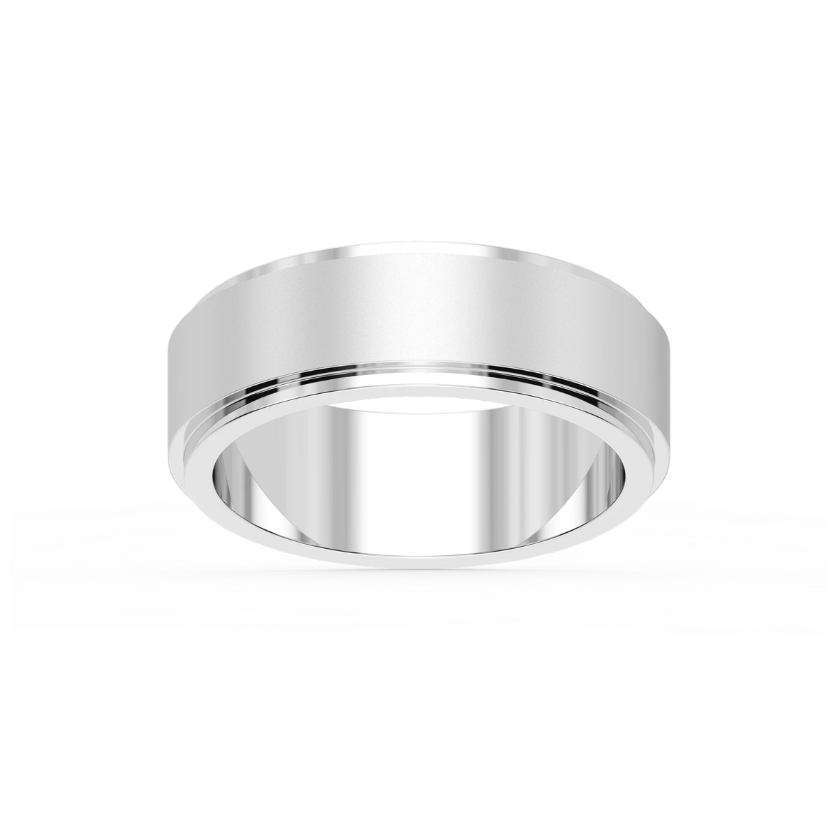 Tyler 6.00mm Step Edge Plain Metal Band - Platinum / Glass Bead