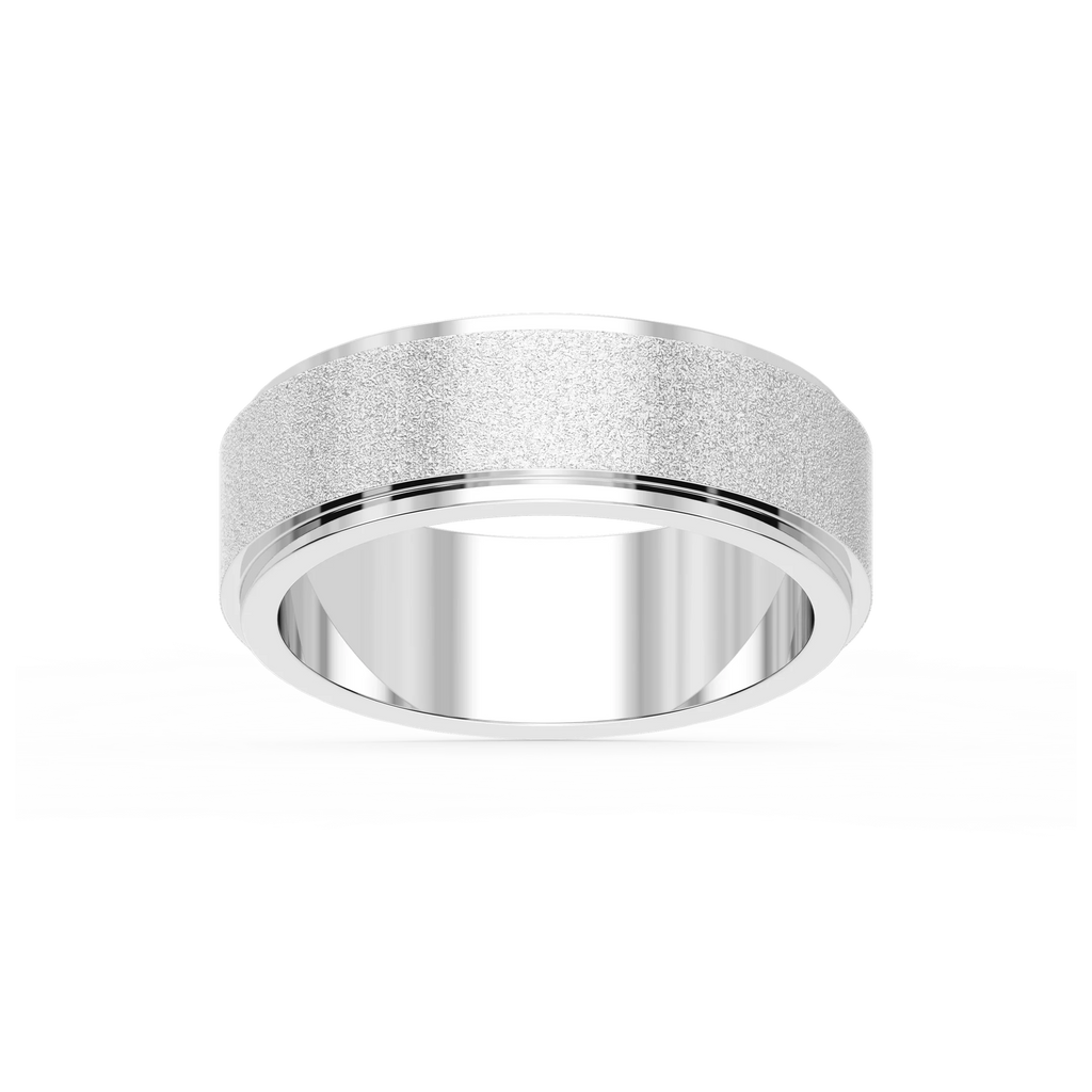 Tyler 6.00mm Step Edge Plain Metal Band - Platinum / Stone