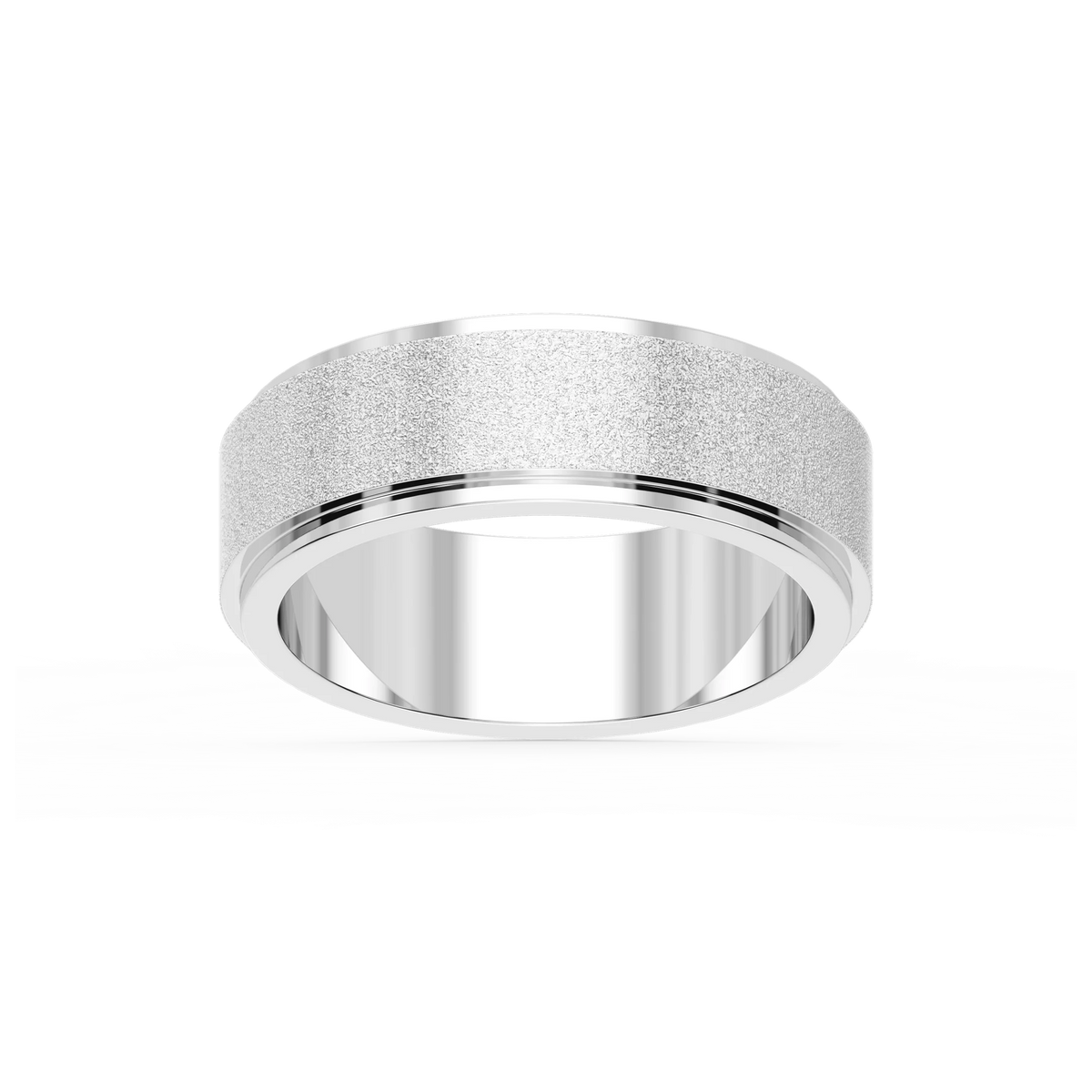 Tyler 6.00mm Step Edge Plain Metal Band - Platinum / Stone