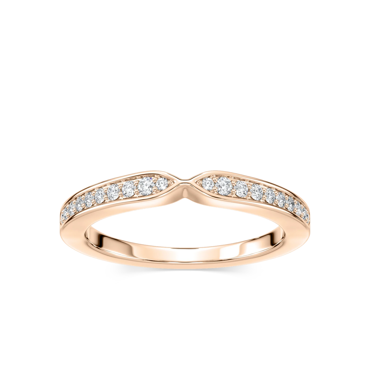 Valery 1/6 ctw Round LGD Channel Set Curved Band - 14K Rose Gold