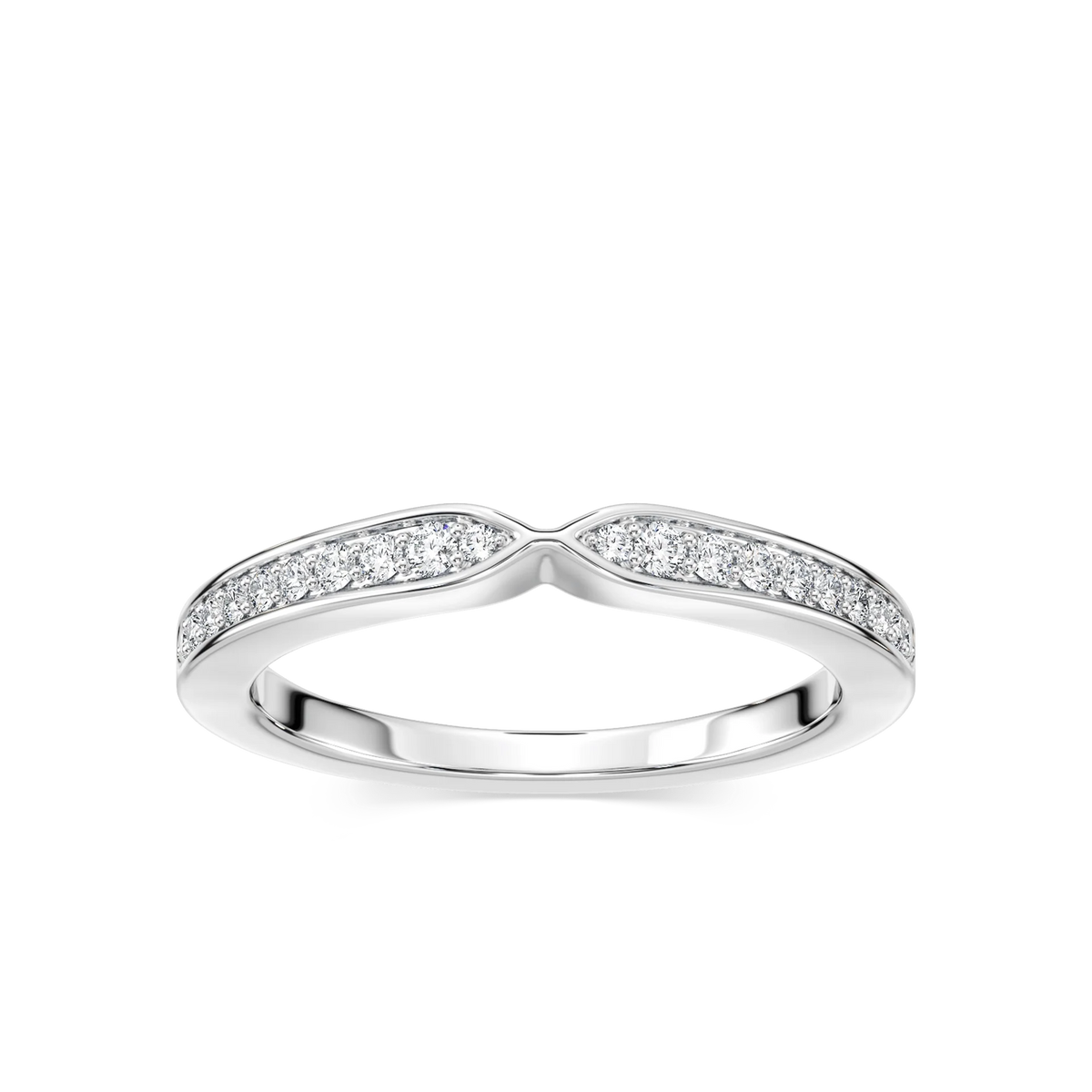 Valery 1/6 ctw Round LGD Channel Set Curved Band - 18K White Gold