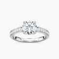 Valery Round LGD Channel Set Side Stone Engagement Ring - 14K White Gold