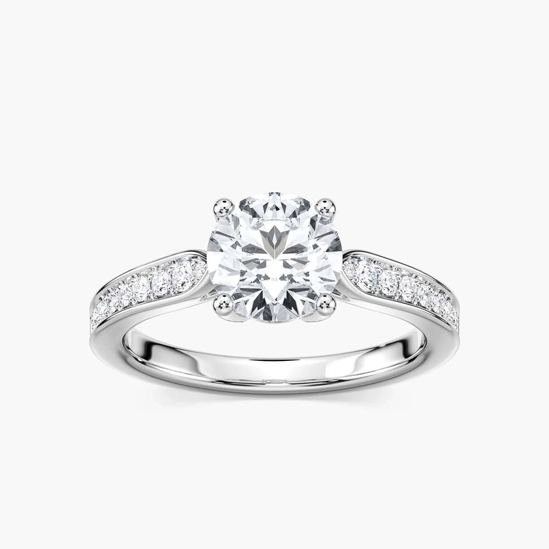 Valery Round LGD Channel Set Side Stone Engagement Ring - 14K White Gold
