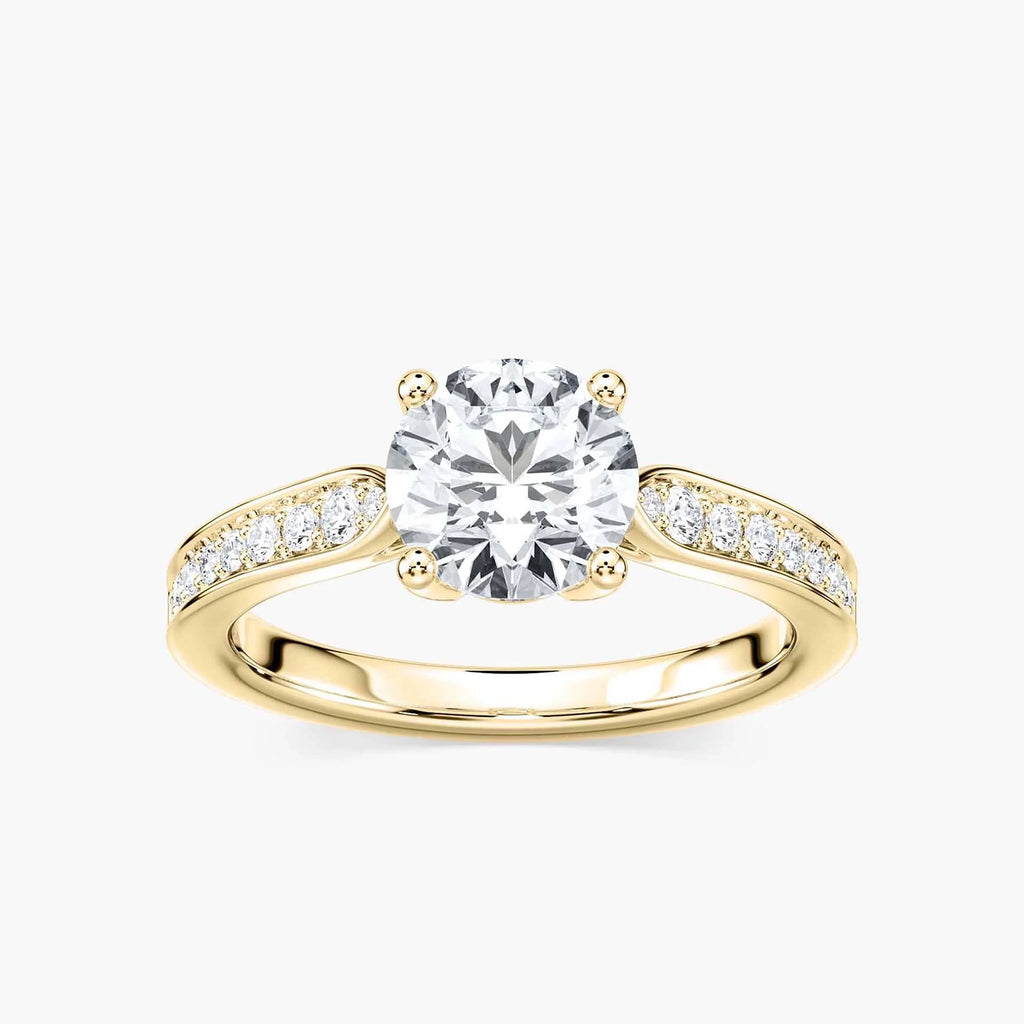 Valery Round LGD Channel Set Side Stone Engagement Ring - 14K Yellow Gold
