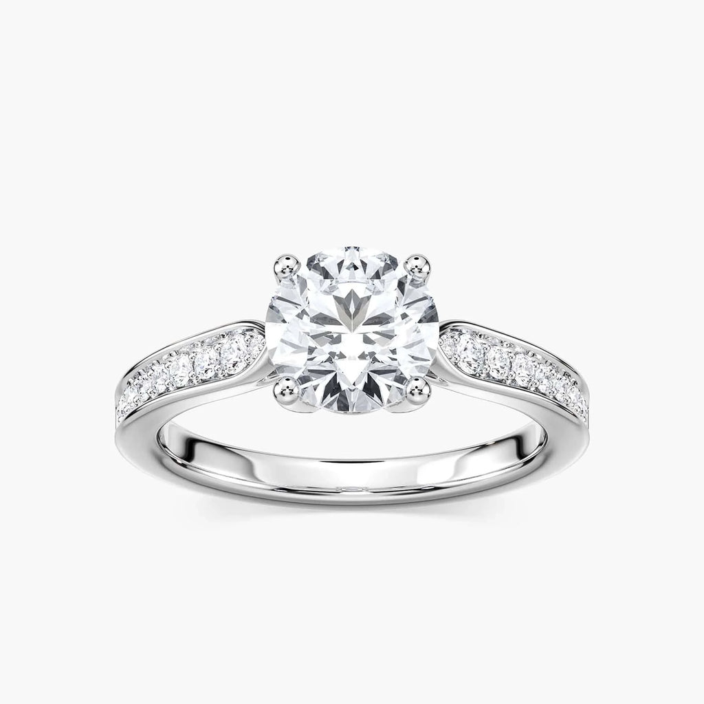 Valery Round LGD Channel Set Side Stone Engagement Ring - 18K White Gold