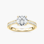 Valery Round LGD Channel Set Side Stone Engagement Ring - 18K Yellow Gold