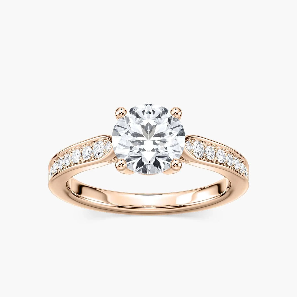 Valery Round LGD Channel Set Side Stone Engagement Ring - 18K Rose Gold