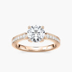 Valery Round LGD Channel Set Side Stone Engagement Ring - 18K Rose Gold