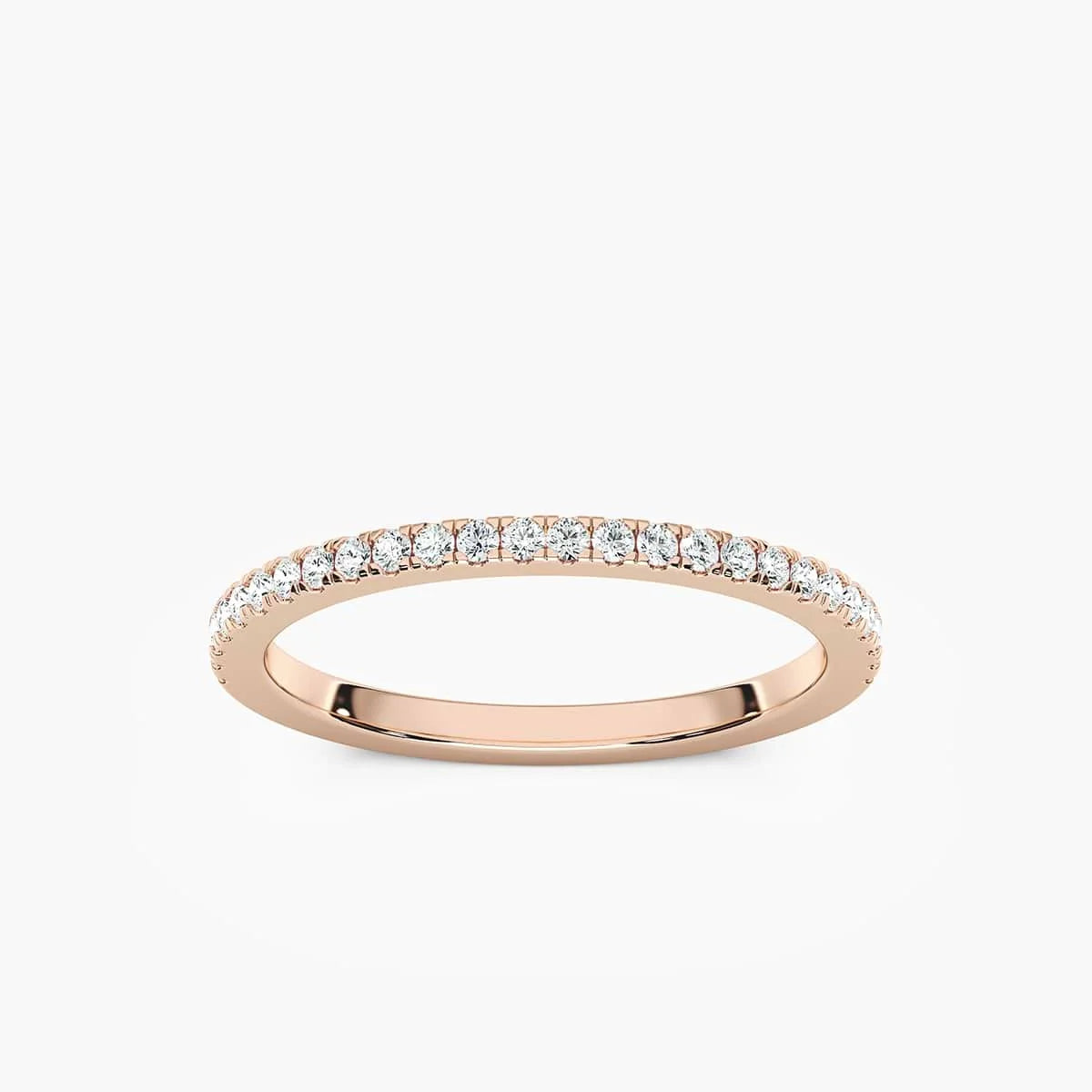 Liv 1/5 ctw Round LGD Pave Wedding Band - 14K Rose Gold