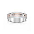 Vale 6.00mm Double Grooves Plain Metal Band - Two-Tone 14K White Gold and 14K Rose Gold / Cross Satin