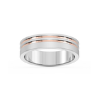 Vale 6.00mm Double Grooves Plain Metal Band - Two-Tone 14K White Gold and 14K Rose Gold / Glass Bead