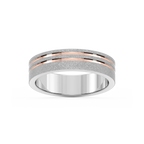 Vale 6.00mm Double Grooves Plain Metal Band - Two-Tone 14K White Gold and 14K Rose Gold / Wire Matte