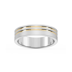 Vale 6.00mm Double Grooves Plain Metal Band - Two-Tone 14K White Gold and 14K Yellow Gold / Glass Bead