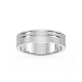 Vale 6.00mm Double Grooves Plain Metal Band - 14K White Gold / Cross Satin