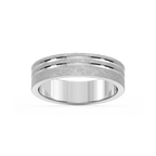 Vale 6.00mm Double Grooves Plain Metal Band - 14K White Gold / Sandblast