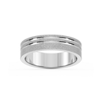 Vale 6.00mm Double Grooves Plain Metal Band - 14K White Gold / Wire Matte