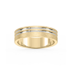 Vale 6.00mm Double Grooves Plain Metal Band - 14K Yellow Gold / Cross Satin