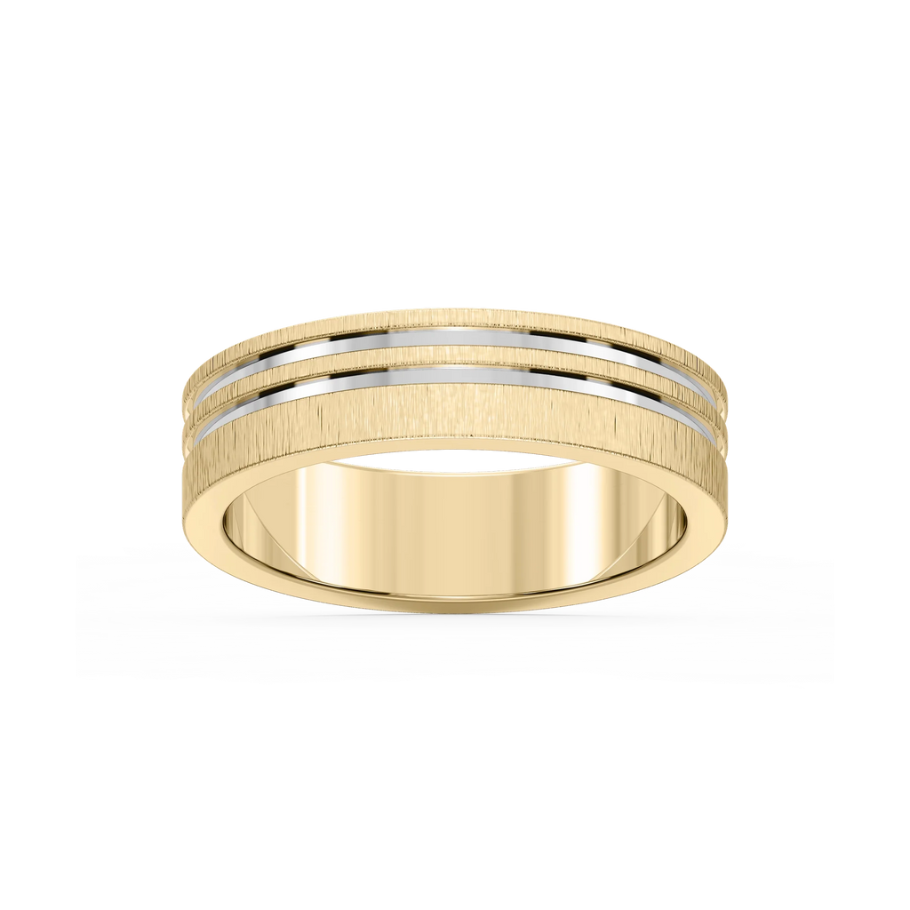 Vale 6.00mm Double Grooves Plain Metal Band - 14K Yellow Gold / Satin