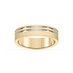 Vale 6.00mm Double Grooves Plain Metal Band - 14K Yellow Gold / Satin