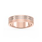 Vale 6.00mm Double Grooves Plain Metal Band - 14K Rose Gold / Cross Satin
