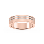 Vale 6.00mm Double Grooves Plain Metal Band - 14K Rose Gold / Glass Bead