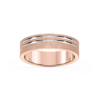 Vale 6.00mm Double Grooves Plain Metal Band - 14K Rose Gold / Sandblast
