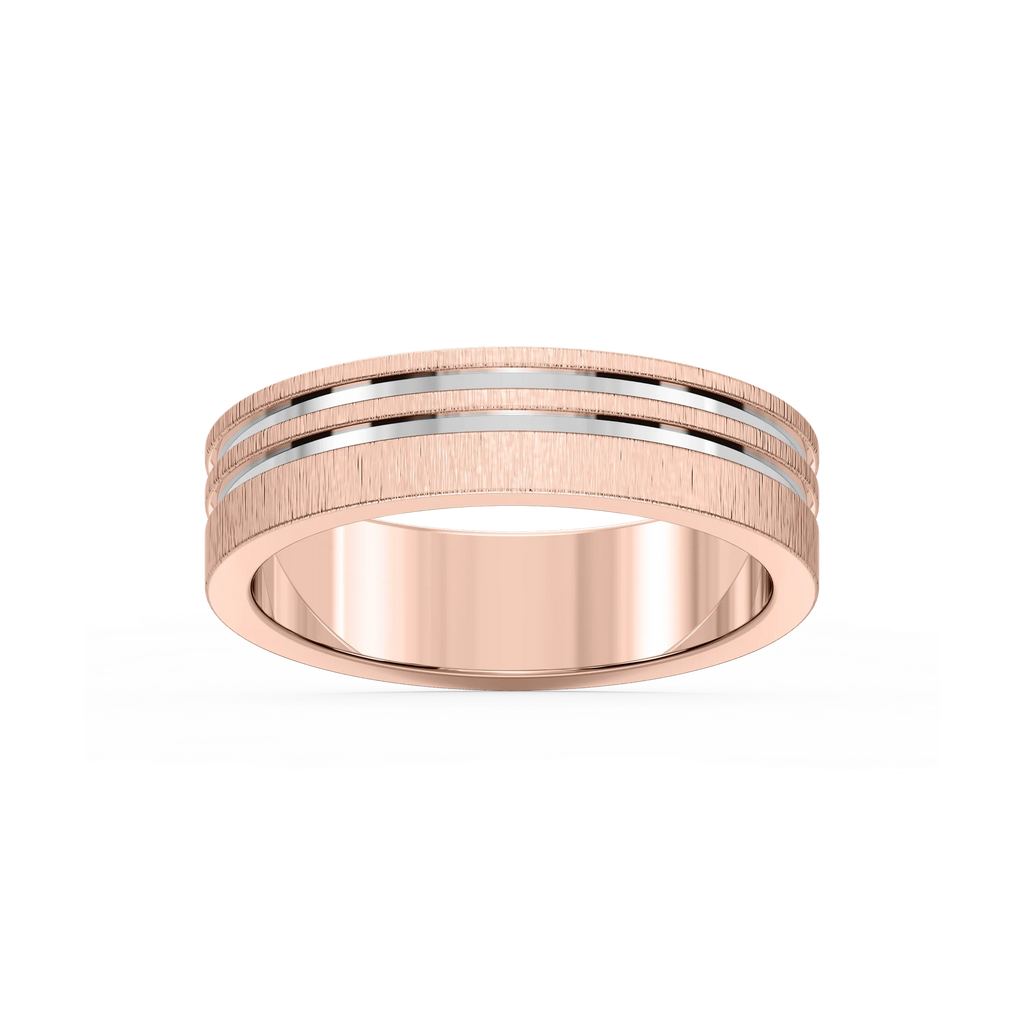 Vale 6.00mm Double Grooves Plain Metal Band - 14K Rose Gold / Satin