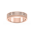 Vale 6.00mm Double Grooves Plain Metal Band - 14K Rose Gold / Wire Matte