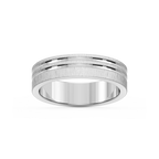 Vale 6.00mm Double Grooves Plain Metal Band - 18K White Gold / Satin