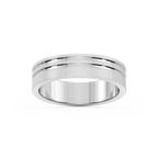 Vale 6.00mm Double Grooves Plain Metal Band - 18K White Gold / Stone