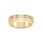 Vale 6.00mm Double Grooves Plain Metal Band - 18K Yellow Gold / Glass Bead
