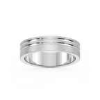 Vale 6.00mm Double Grooves Plain Metal Band - Platinum / Cross Satin