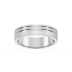 Vale 6.00mm Double Grooves Plain Metal Band - Platinum / Glass Bead