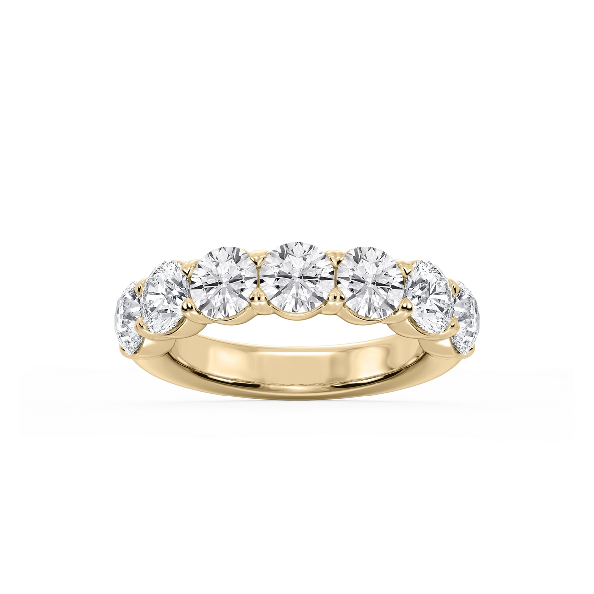 Valerie Round LGD 7-Stone V-Prong Anniversary Band - 14K Yellow Gold / 3 ctw / F-VS2